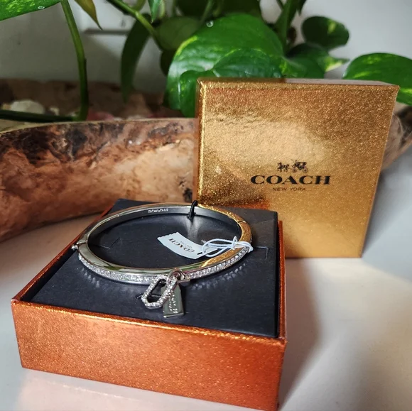 Signature COACH Pavé Multi Hangtag Hinged Bangle with Gorgeous Gift Box - Picture 2 of 10